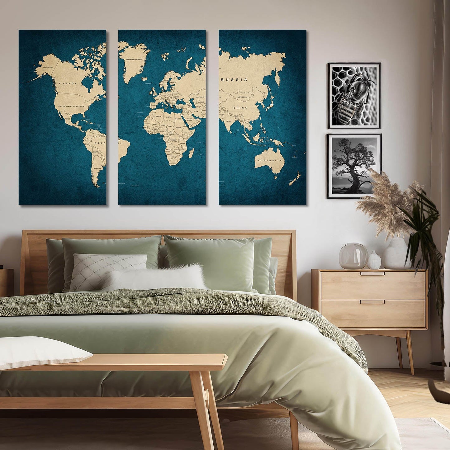 Map Wall Art Canvas, Wall Painting for Living Room Wall Decoration