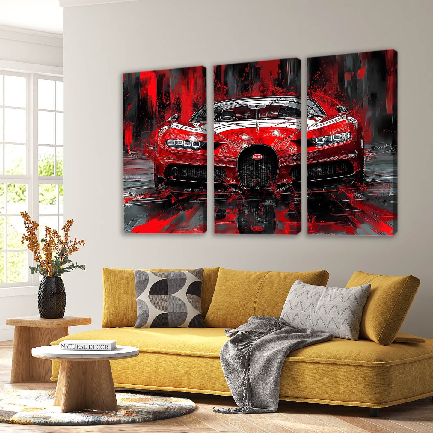 Red Bugatti Chiron Wall Art Canvas For Home Décor Office Living Room