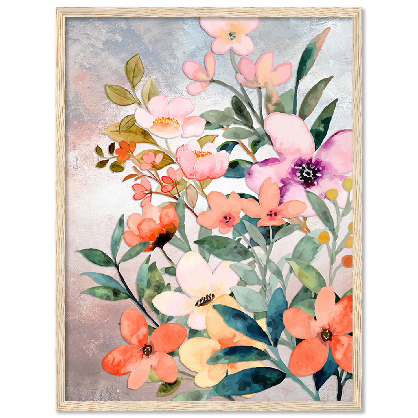 Vibrant Floral Framed Art for Home and Office Wall Decor