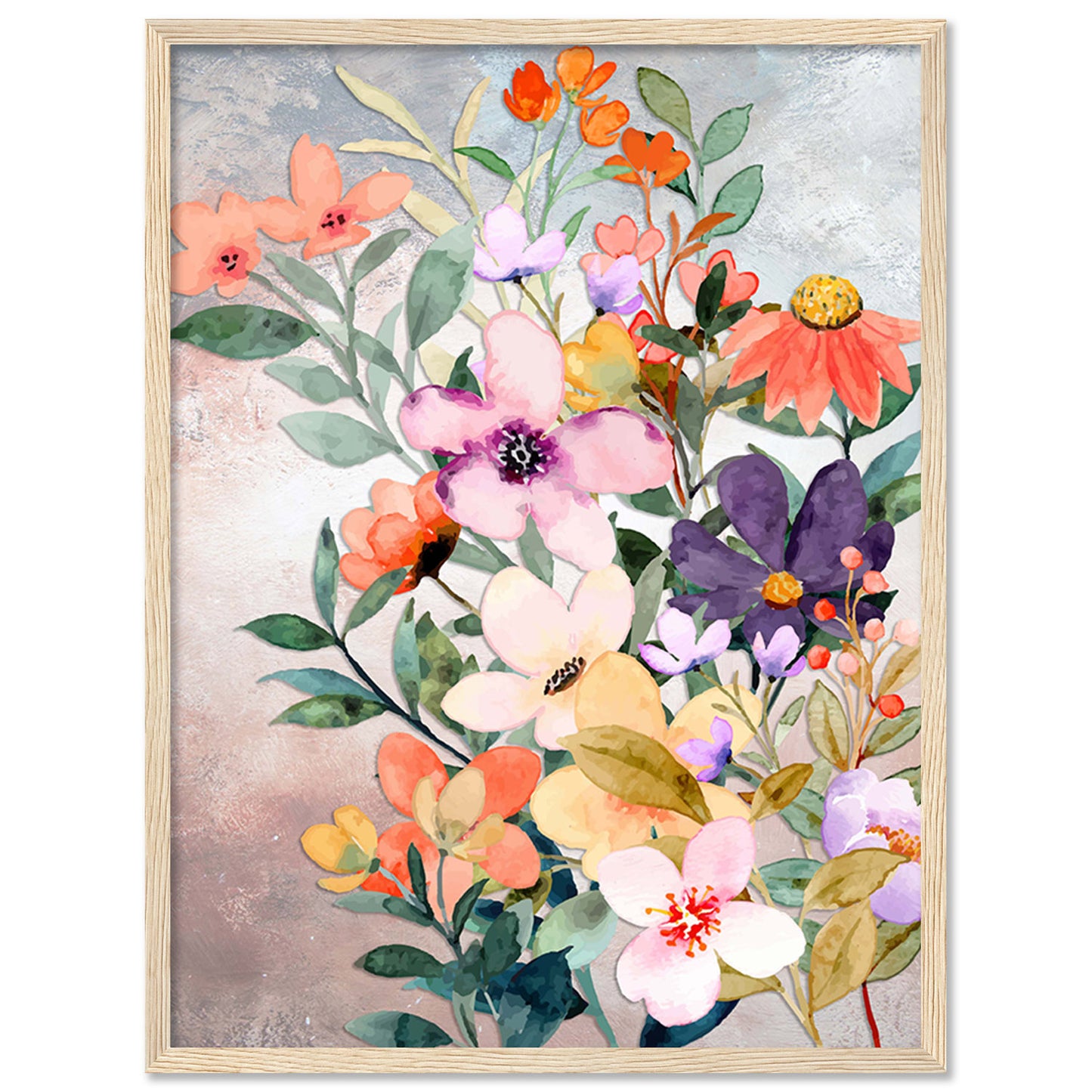 Vibrant Floral Framed Art for Home and Office Wall Decor