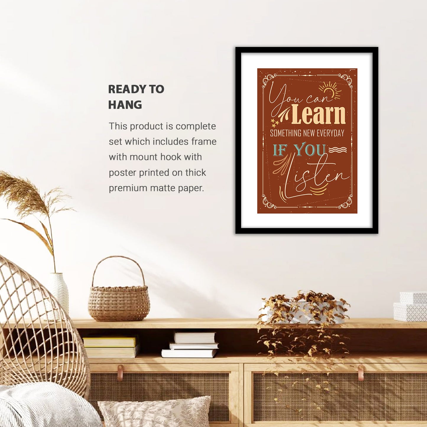 Motivational Quotes Poster with Frame for Home and Office Wall Decor