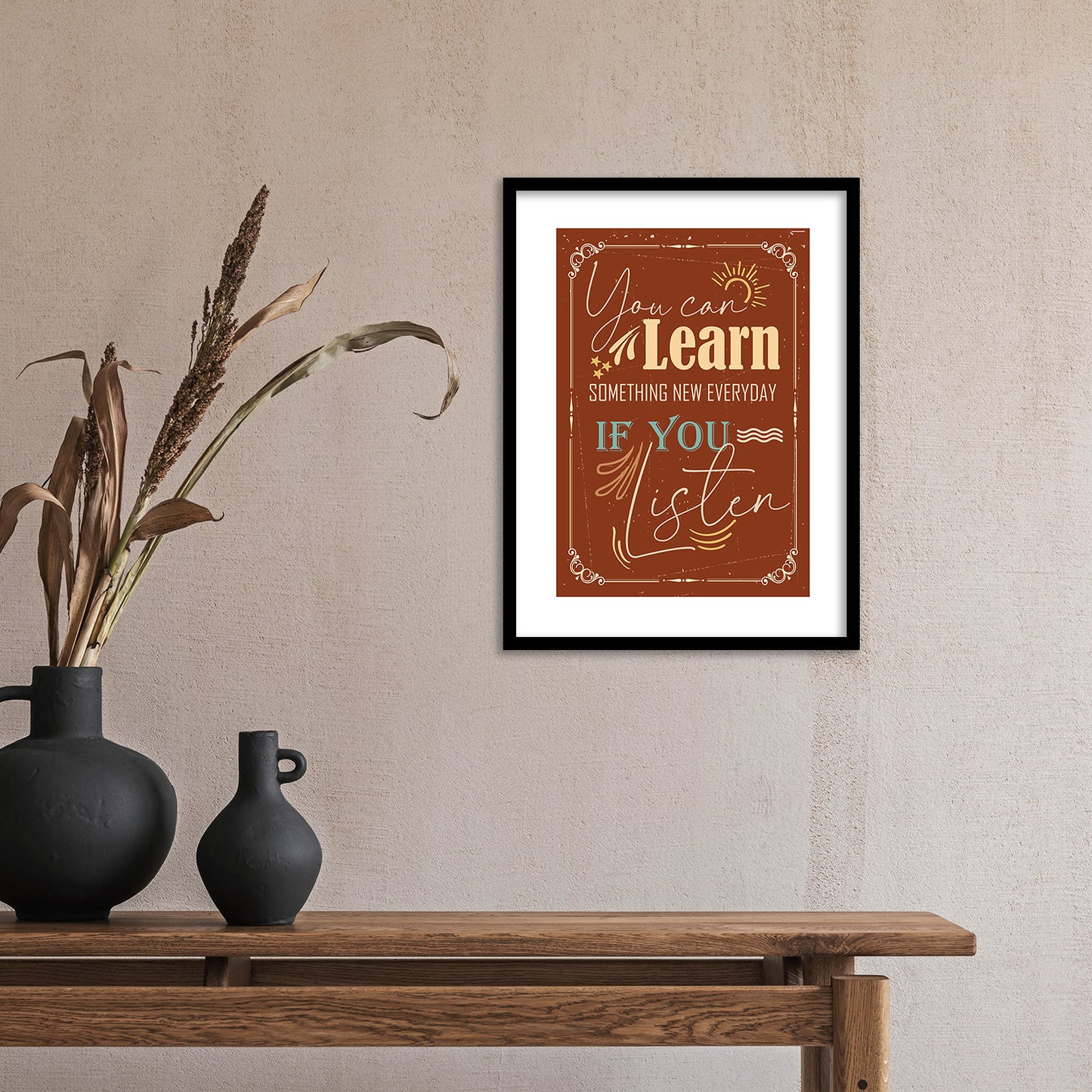 Motivational Quotes Poster with Frame for Home and Office Wall Decor
