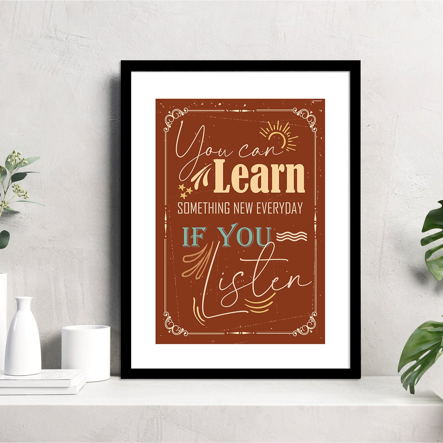 Motivational Quotes Poster with Frame for Home and Office Wall Decor