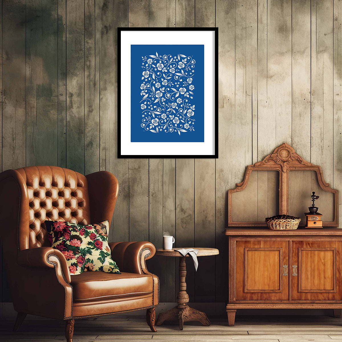 Royal Blue Modern Art Framed Paintings for living room Bedroom Home Wall Decor