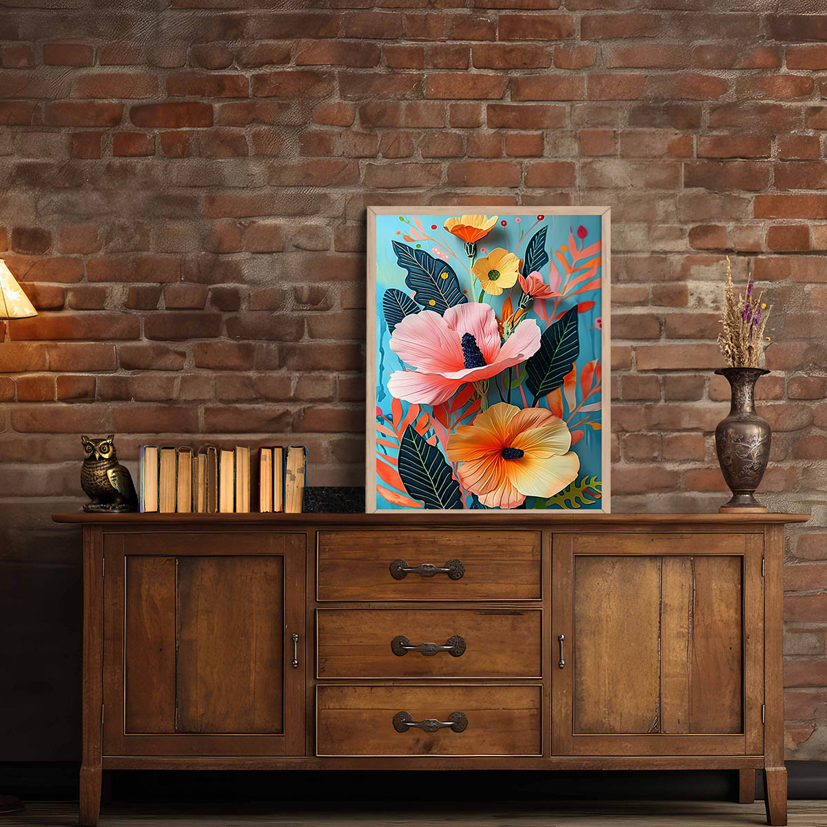Floral Pot Wall Paintings For Wall Decor Living Room Wall Frames