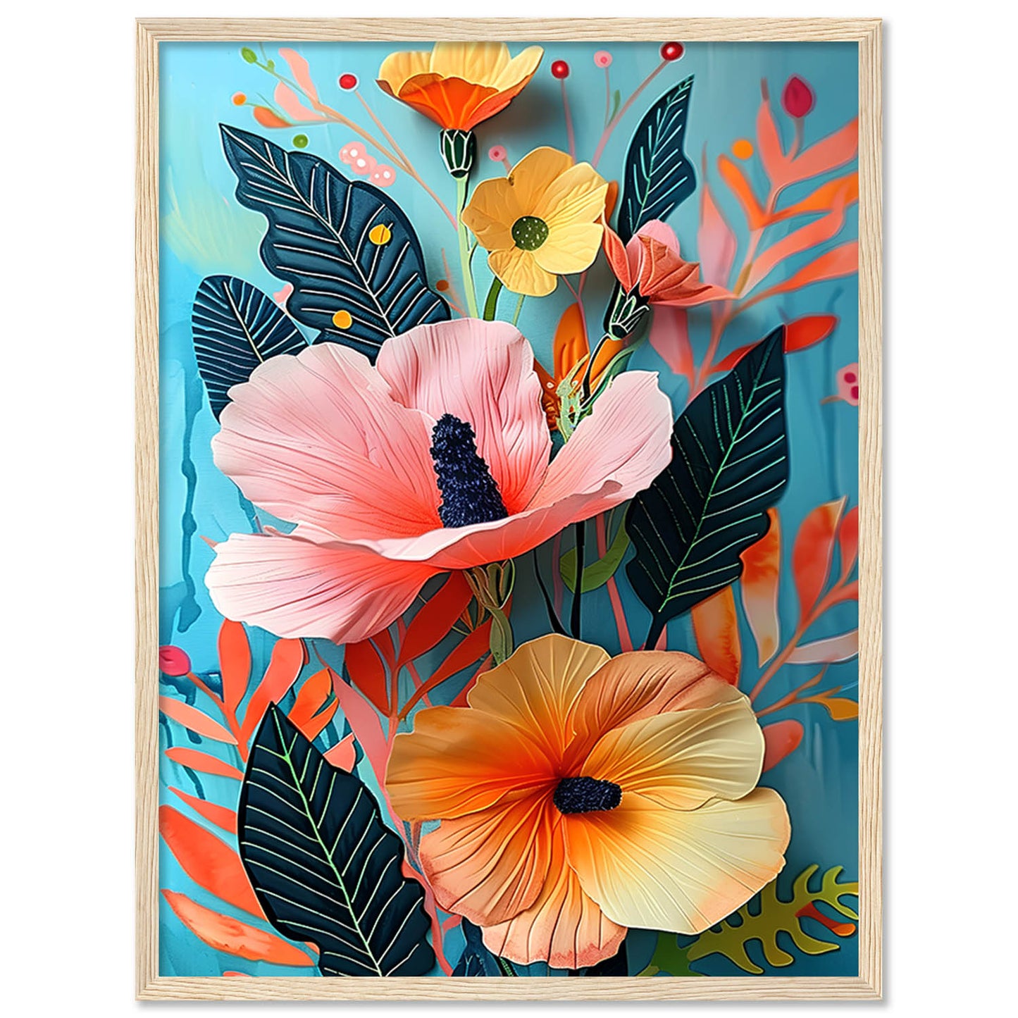 Floral Pot Wall Paintings For Wall Decor Living Room Wall Frames