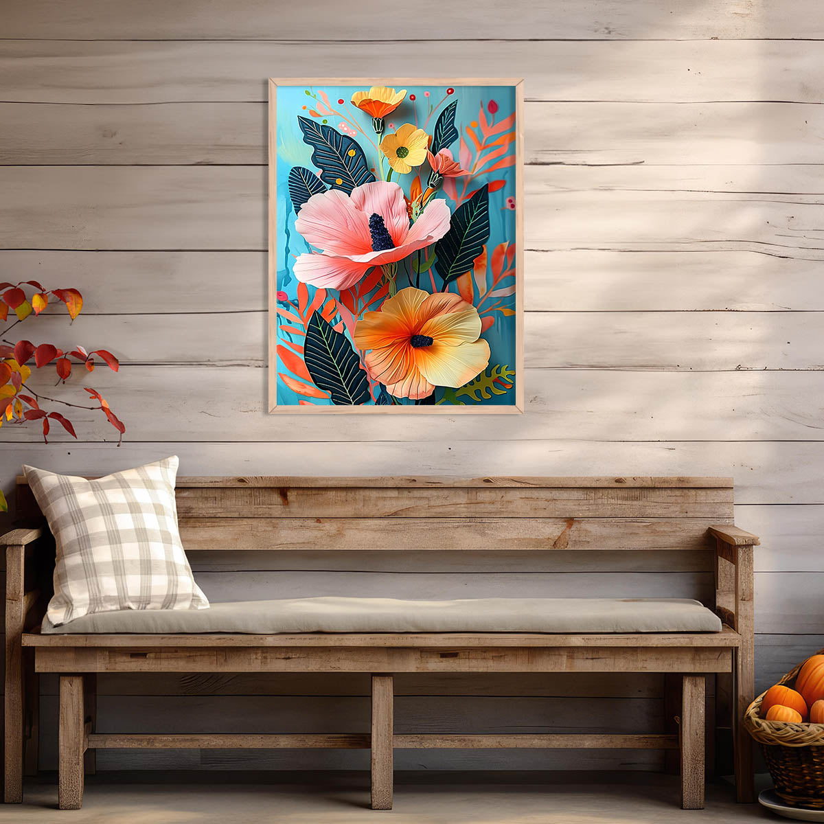 Floral Pot Wall Paintings For Wall Decor Living Room Wall Frames