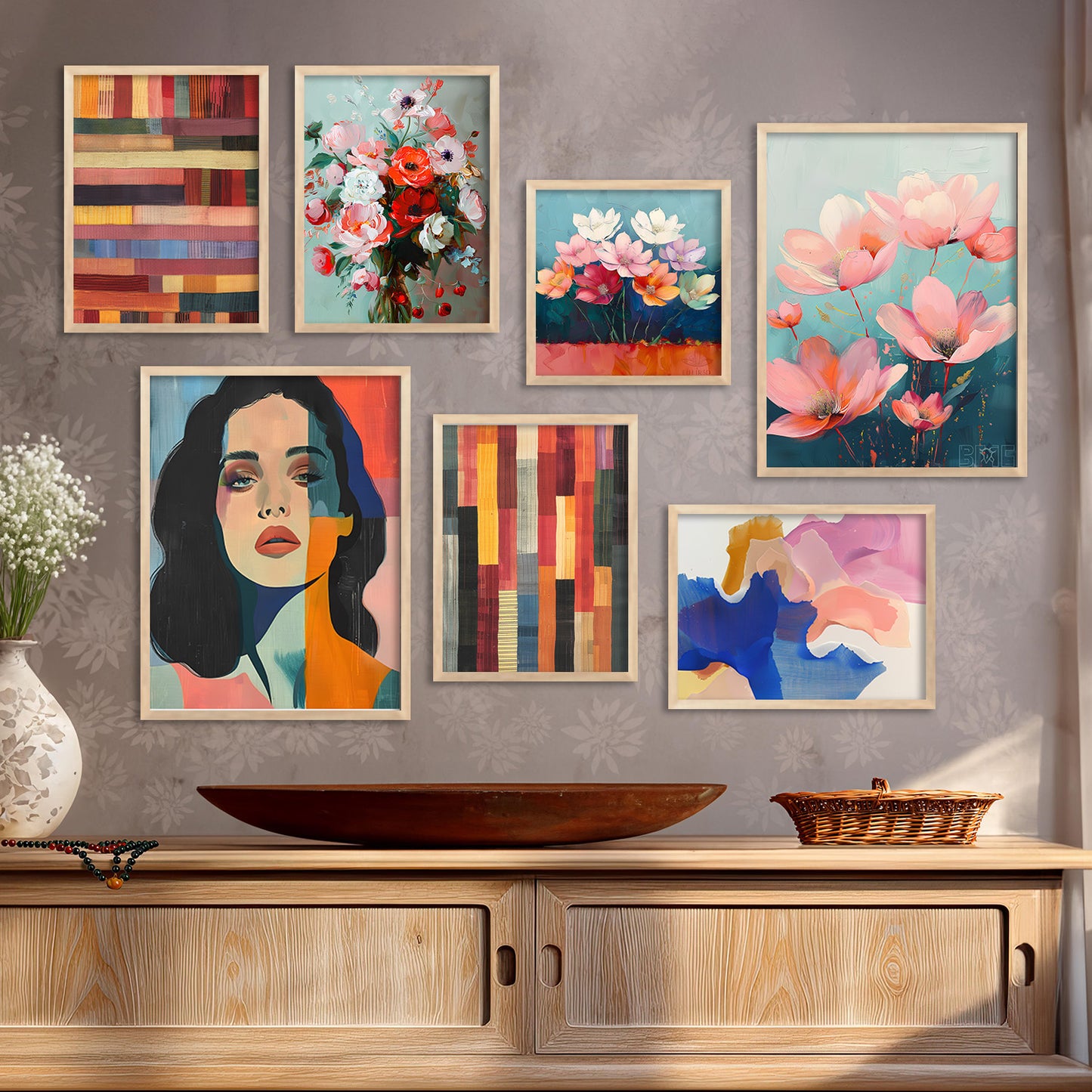 Floral Wall Art Paintings For Hanging Frame For Home Decor Living Room