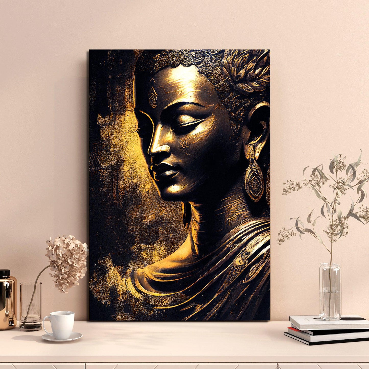 Kotart-Buddha Canvas Painting - Golden Buddha Large Canvas Art for Home Living Room Wall Decoration-Posters, Prints, & Visual Artwork