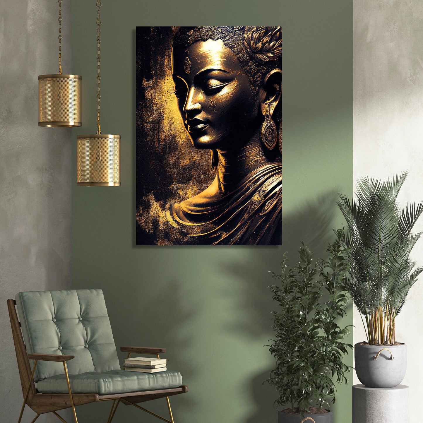 Kotart-Buddha Canvas Painting - Golden Buddha Large Canvas Art for Home Living Room Wall Decoration-Posters, Prints, & Visual Artwork