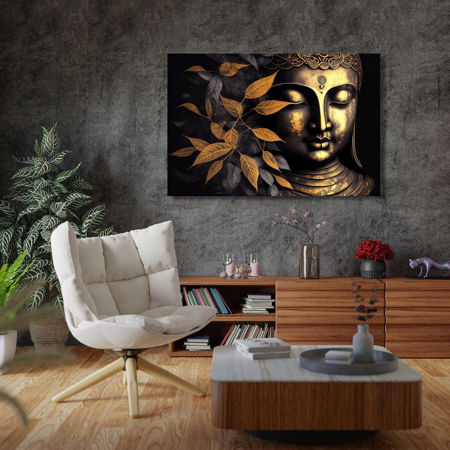 Kotart-Golden Buddha Canvas Painting - Large Canvas Art for Home and Living Room Wall decor-Posters, Prints, & Visual Artwork