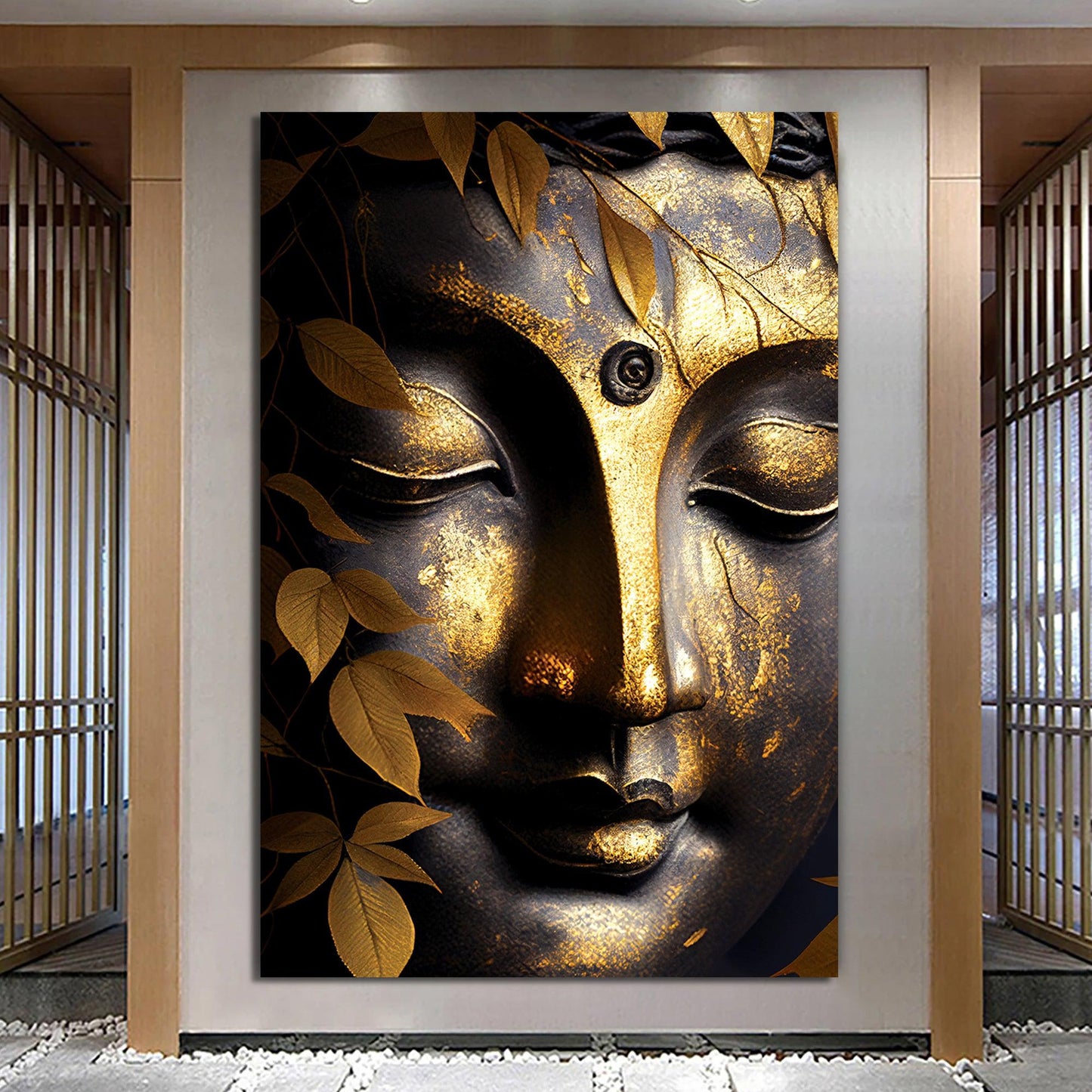 Kotart-Golden Buddha Large Canvas Painting - Modern Buddha Canvas Art for Wall Decor-Posters, Prints, & Visual Artwork