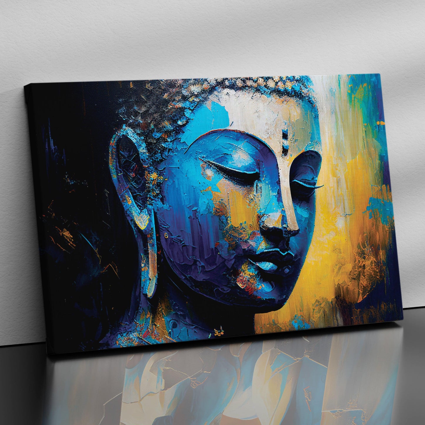 Kotart-Vibrant Buddha Canvas Painting - Large Colorful Buddha Canvas Art-Posters, Prints, & Visual Artwork