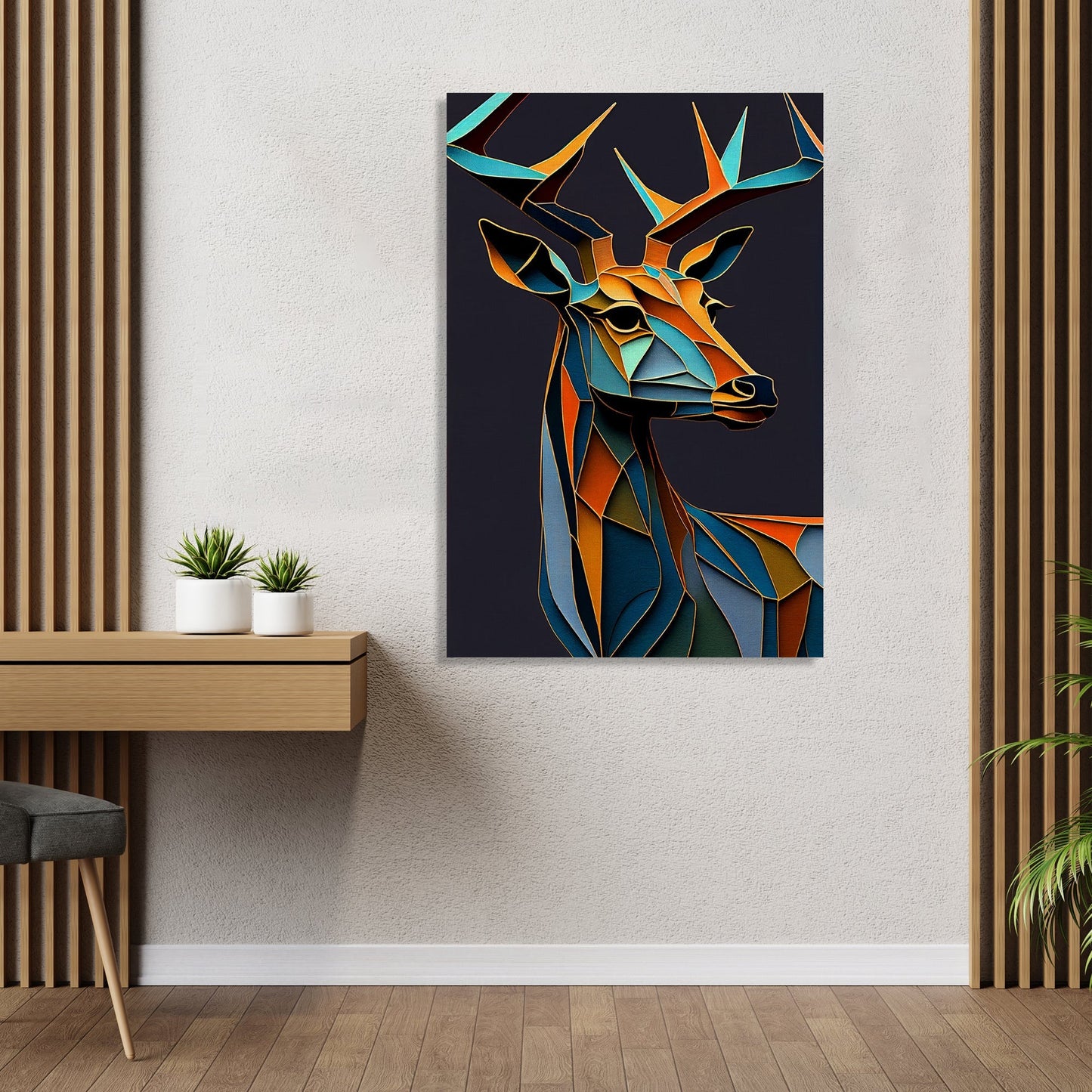 Kotart-Vibrant Deer Art in Style of Pablo Picasso - Nature Inspired Deer Art for Living Room Bedroom Home and Office Wall decor-Posters, Prints, & Visual Artwork