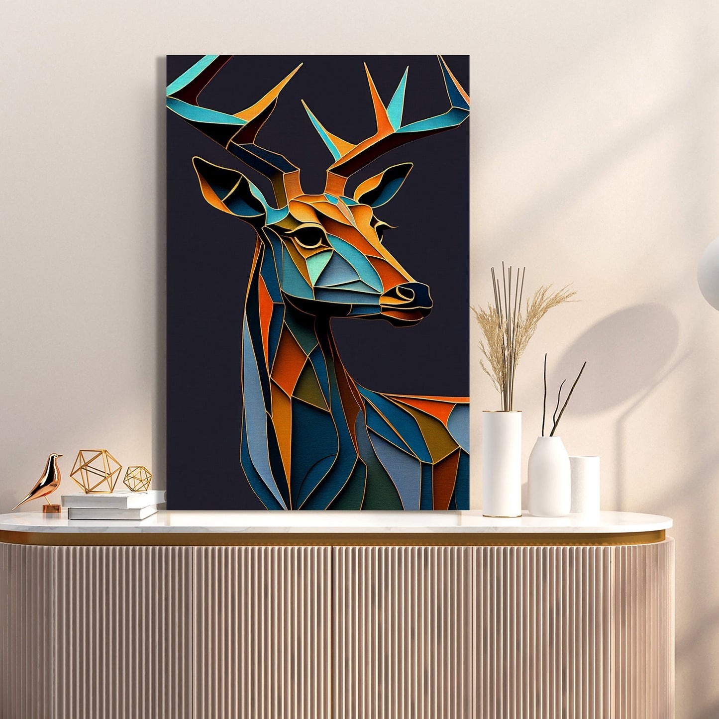 Kotart-Vibrant Deer Art in Style of Pablo Picasso - Nature Inspired Deer Art for Living Room Bedroom Home and Office Wall decor-Posters, Prints, & Visual Artwork