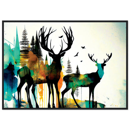 Vibrant Deer in Forest Canvas Art - Large Canvas Painting for Wall Decor