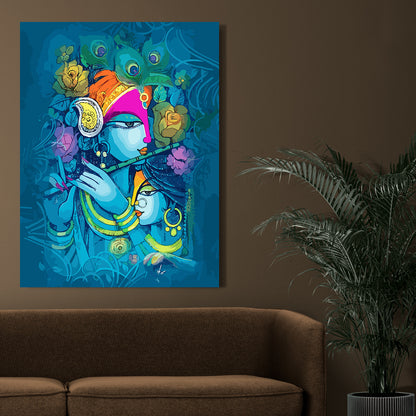 Lord Krishna Canvas Painting for Living Room Bedroom Home Wall Decor