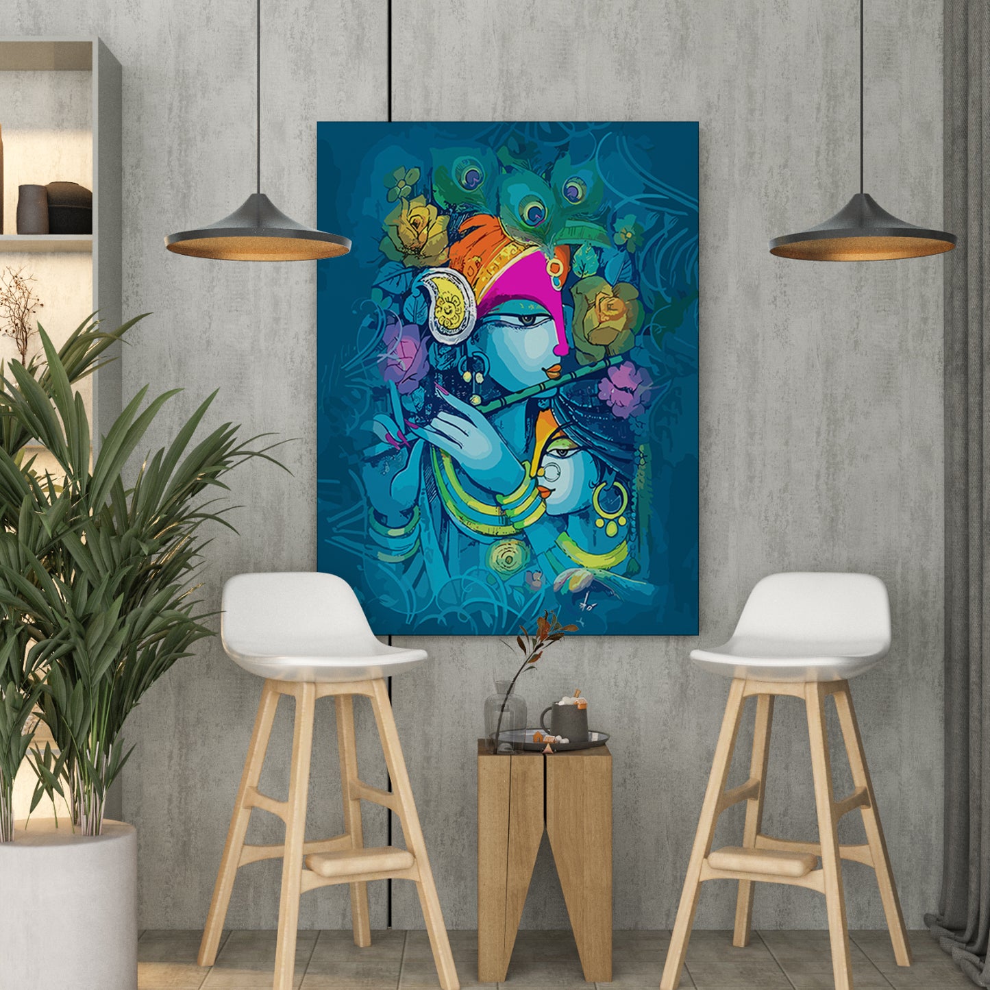 Lord Krishna Canvas Painting for Living Room Bedroom Home Wall Decor