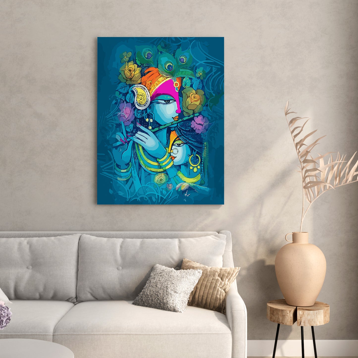 Lord Krishna Canvas Painting for Living Room Bedroom Home Wall Decor