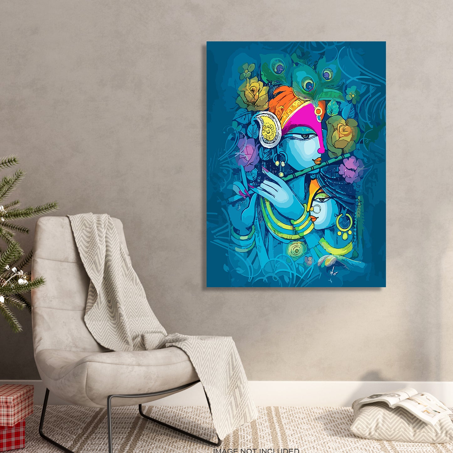 Lord Krishna Canvas Painting for Living Room Bedroom Home Wall Decor