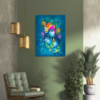 Lord Krishna Canvas Painting for Living Room Bedroom Home Wall Decor