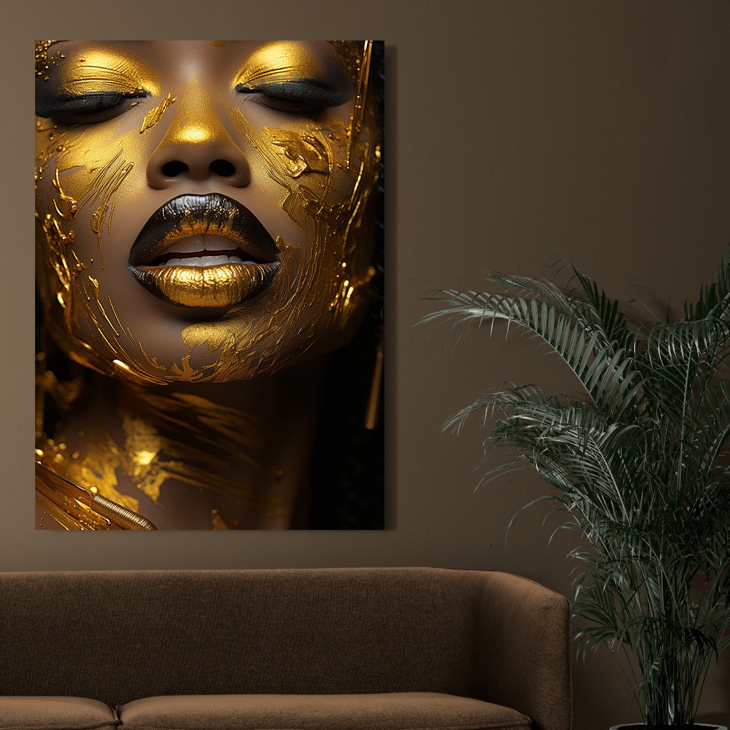 African golden Girl Wall art Canvas For Home Decor Living room