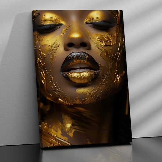 African golden Girl Wall art Canvas For Home Decor Living room