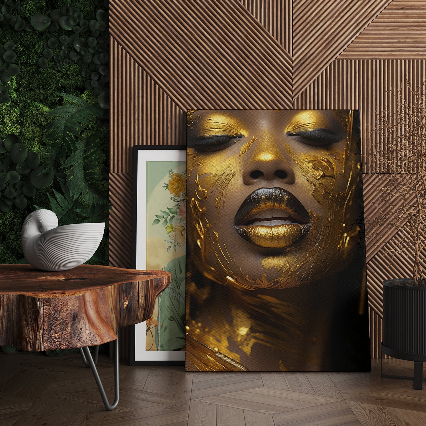 African golden Girl Wall art Canvas For Home Decor Living room