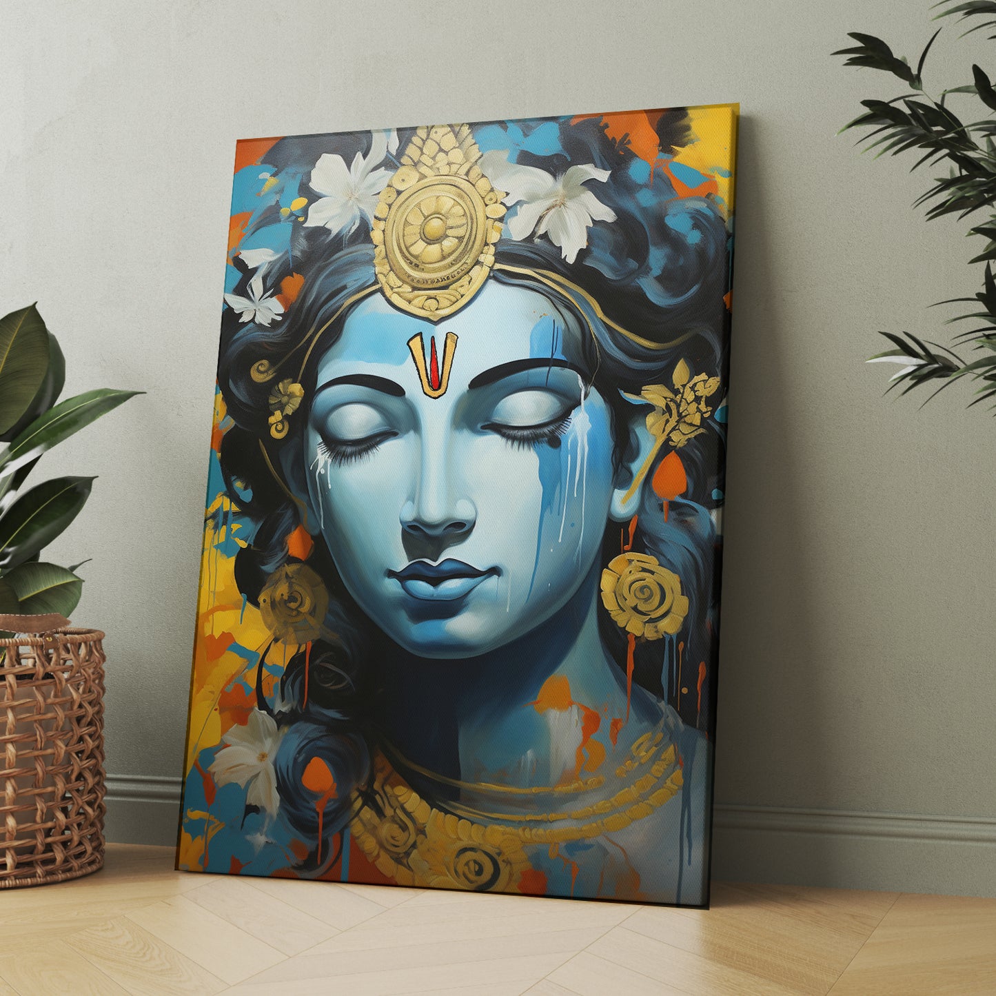 Lord Krishna Wall Art Canvas For Home Decor Living room