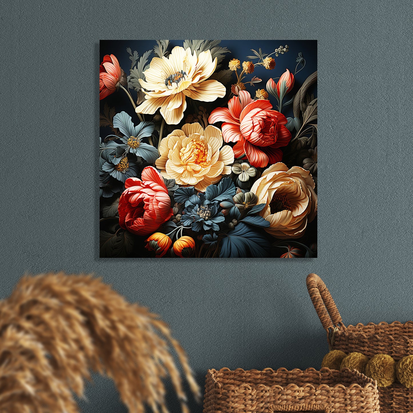 Abstract Floral Art Canvas Painting for Living Room Bedroom Home and Office Wall Decor