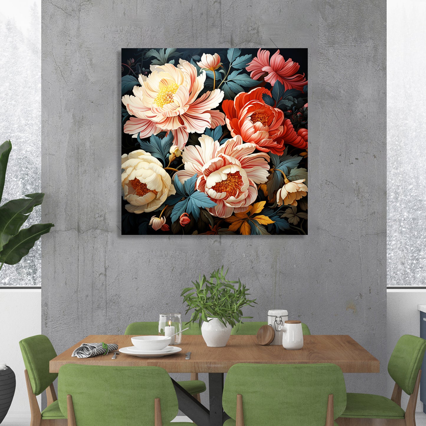 Abstract Floral Art Canvas Painting for Living Room Bedroom Home and Office Wall Decor