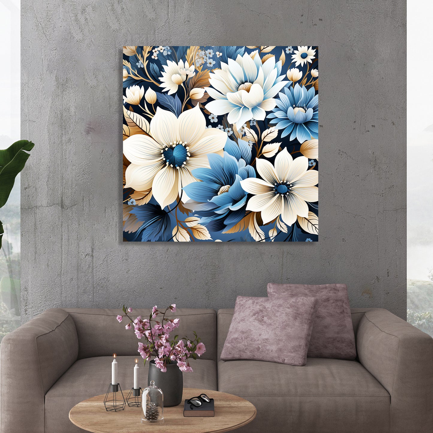 Abstract Floral Art Canvas Painting for Living Room Bedroom Home and Office Wall Decor