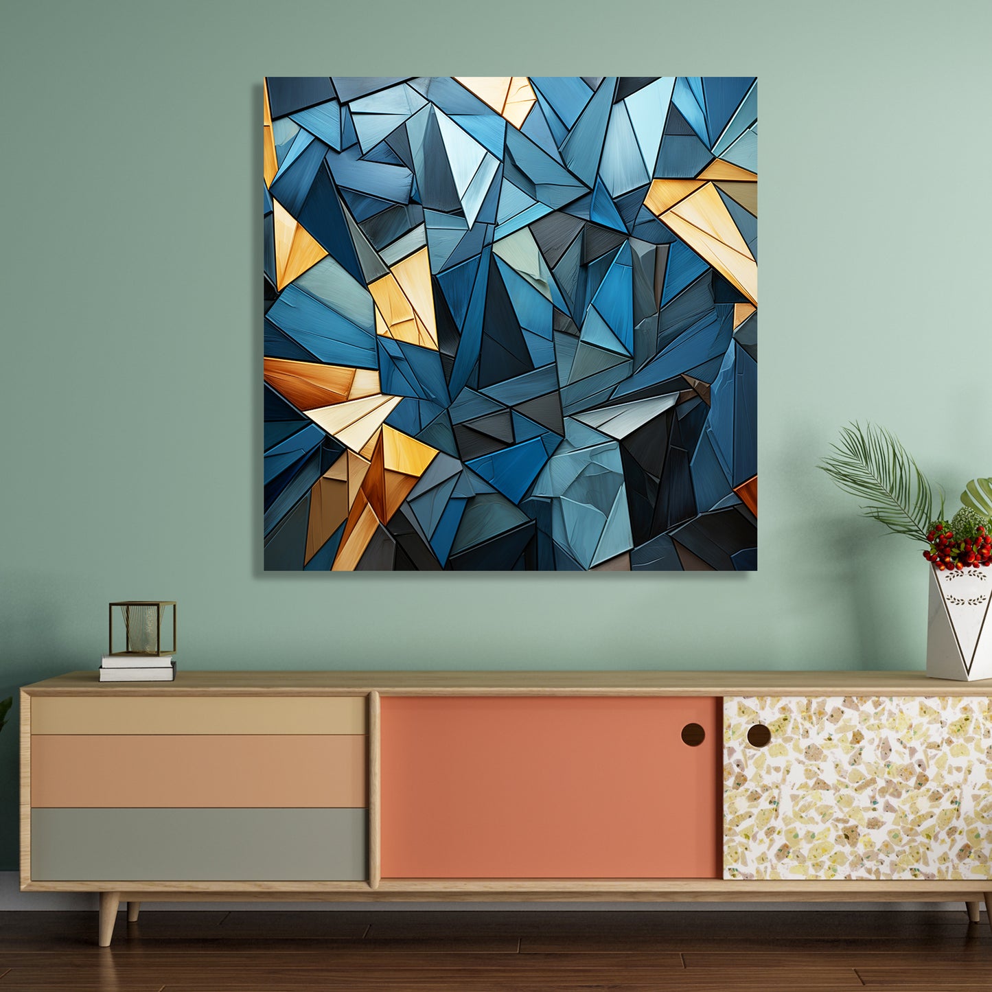 Triangle abstract pattern Canvas Painting for Living Room Bedroom Home and Office Wall Decor