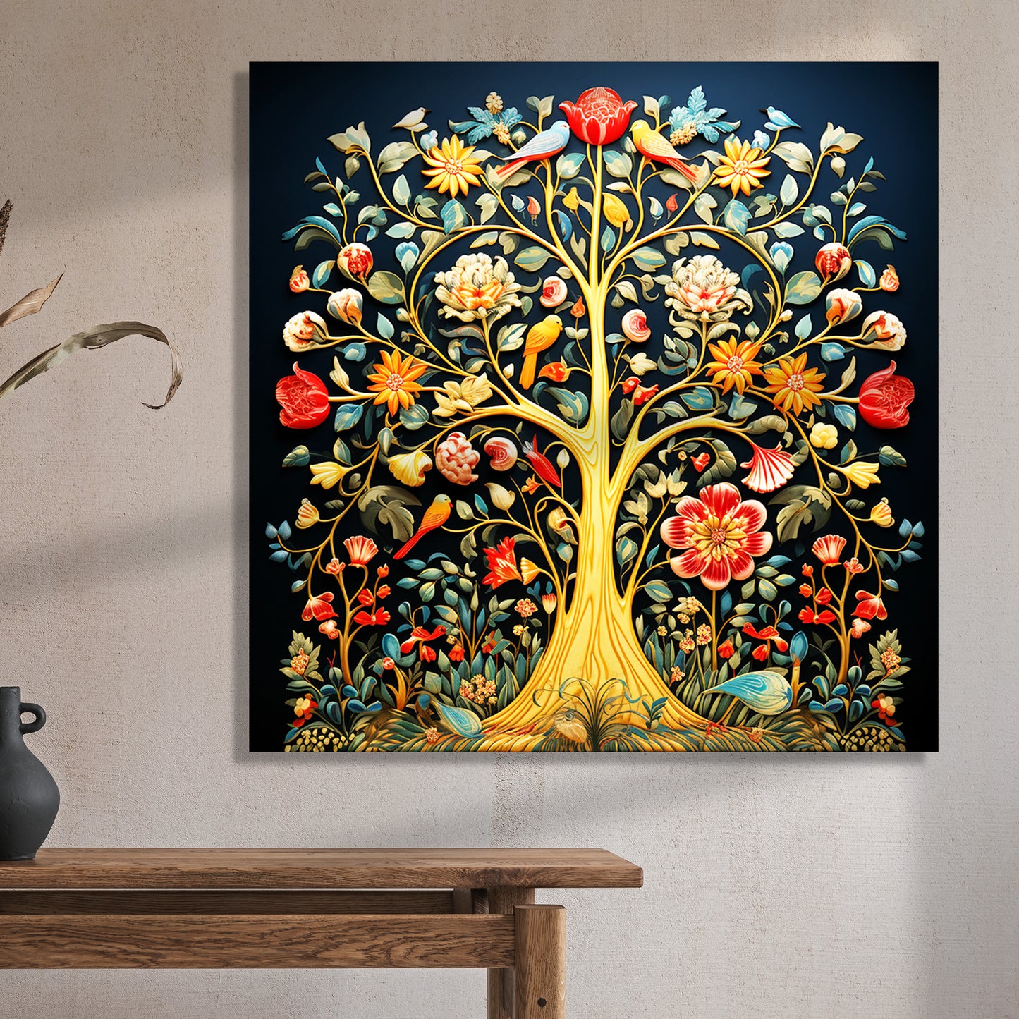 Modern Vibrant Tree Art Canvas Painting for Living Room Bedroom Home and Office Wall Decor