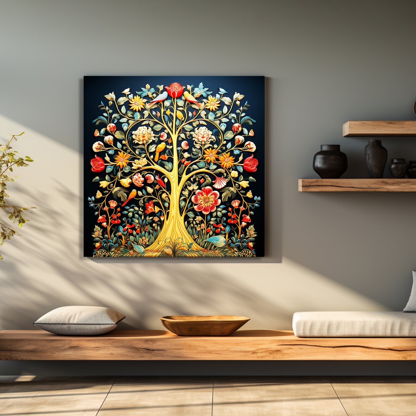 Modern Vibrant Tree Art Canvas Painting for Living Room Bedroom Home and Office Wall Decor