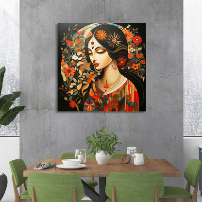 Beautiful Indian Woman Art Canvas Painting for Living Room Bedroom Home and Office Wall Decor