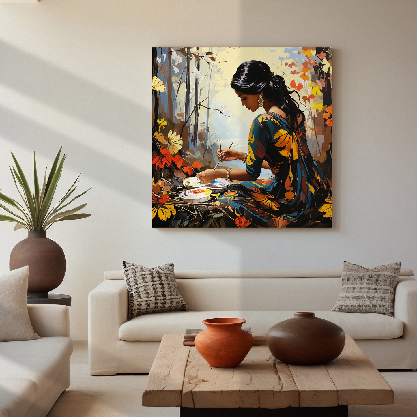 Beautiful Indian Woman Art Canvas Painting for Living Room Bedroom Home and Office Wall Decor