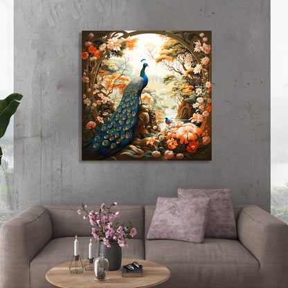 Nature Inspired Beautiful Peacock Canvas Painting for Living Room Bedroom Decor