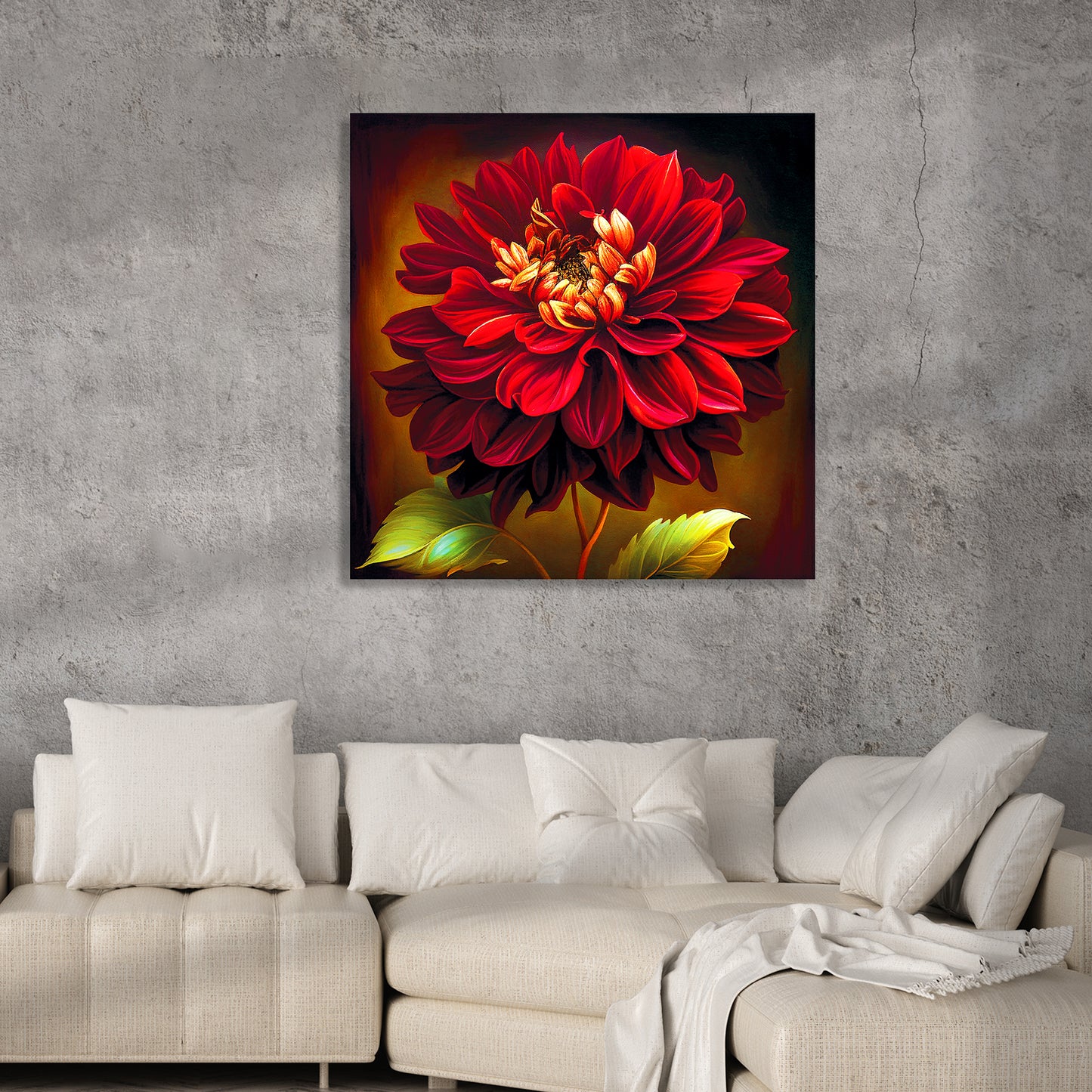 Vibrant Red Floral Canvas Painting for Living Room Bedroom Home and Office Wall Decor