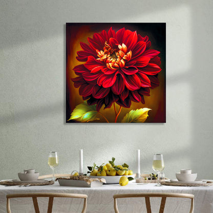 Vibrant Red Floral Canvas Painting for Living Room Bedroom Home and Office Wall Decor