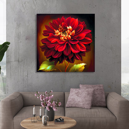 Vibrant Red Floral Canvas Painting for Living Room Bedroom Home and Office Wall Decor