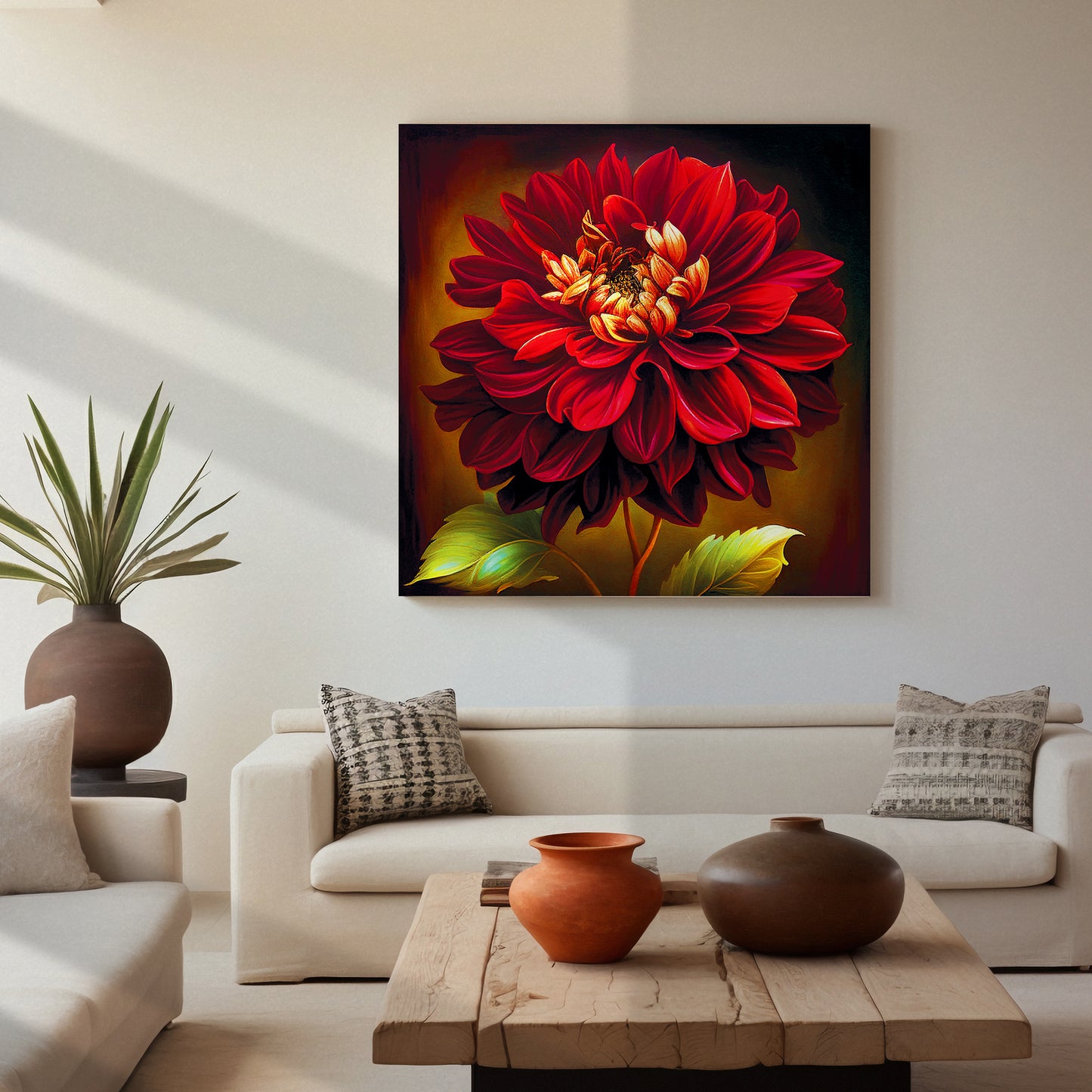 Vibrant Red Floral Canvas Painting for Living Room Bedroom Home and Office Wall Decor