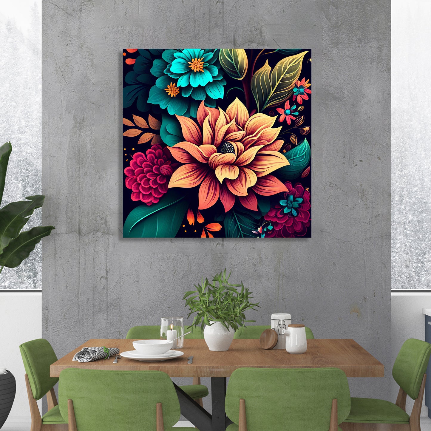 Vibrant Floral Canvas Painting for Living Room Bedroom Home and Office Wall Decor