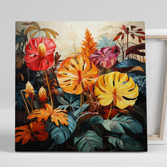 Nature Inspired Vibrant Leaf Canvas Painting for Living Room Bedroom Home and Office Wall Decor