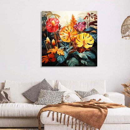 Nature Inspired Vibrant Leaf Canvas Painting for Living Room Bedroom Home and Office Wall Decor