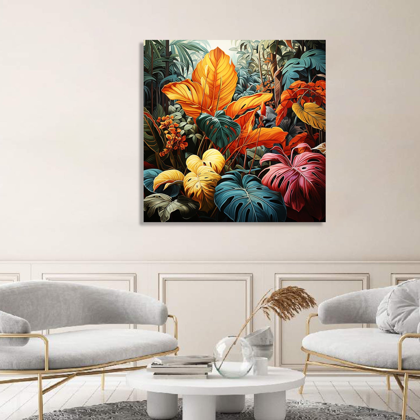 Nature Inspired Vibrant Leaf Canvas Painting for Living Room Bedroom Home and Office Wall Decor