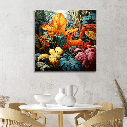 Nature Inspired Vibrant Leaf Canvas Painting for Living Room Bedroom Home and Office Wall Decor