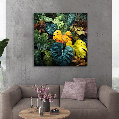 Nature Inspired Vibrant Leaf Canvas Painting for Living Room Bedroom Home and Office Wall Decor