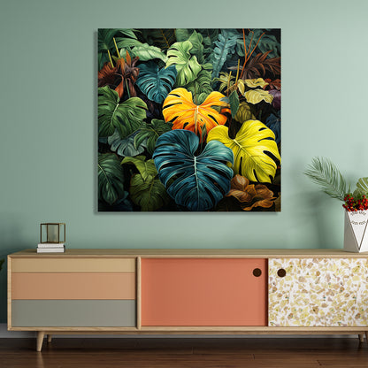 Nature Inspired Vibrant Leaf Canvas Painting for Living Room Bedroom Home and Office Wall Decor