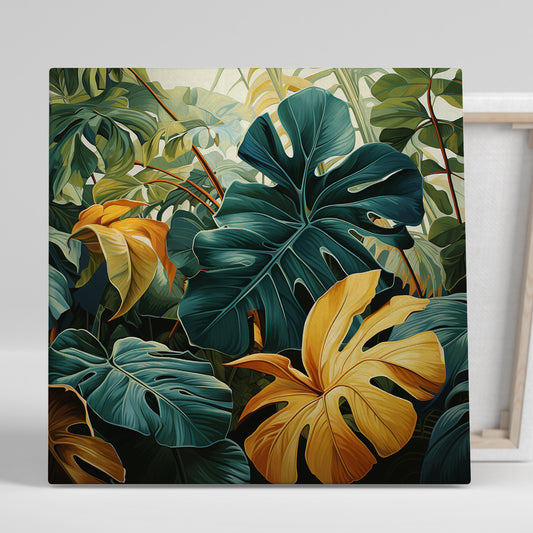 Nature Inspired Vibrant Leaf Canvas Painting for Living Room Bedroom Home and Office Wall Decor